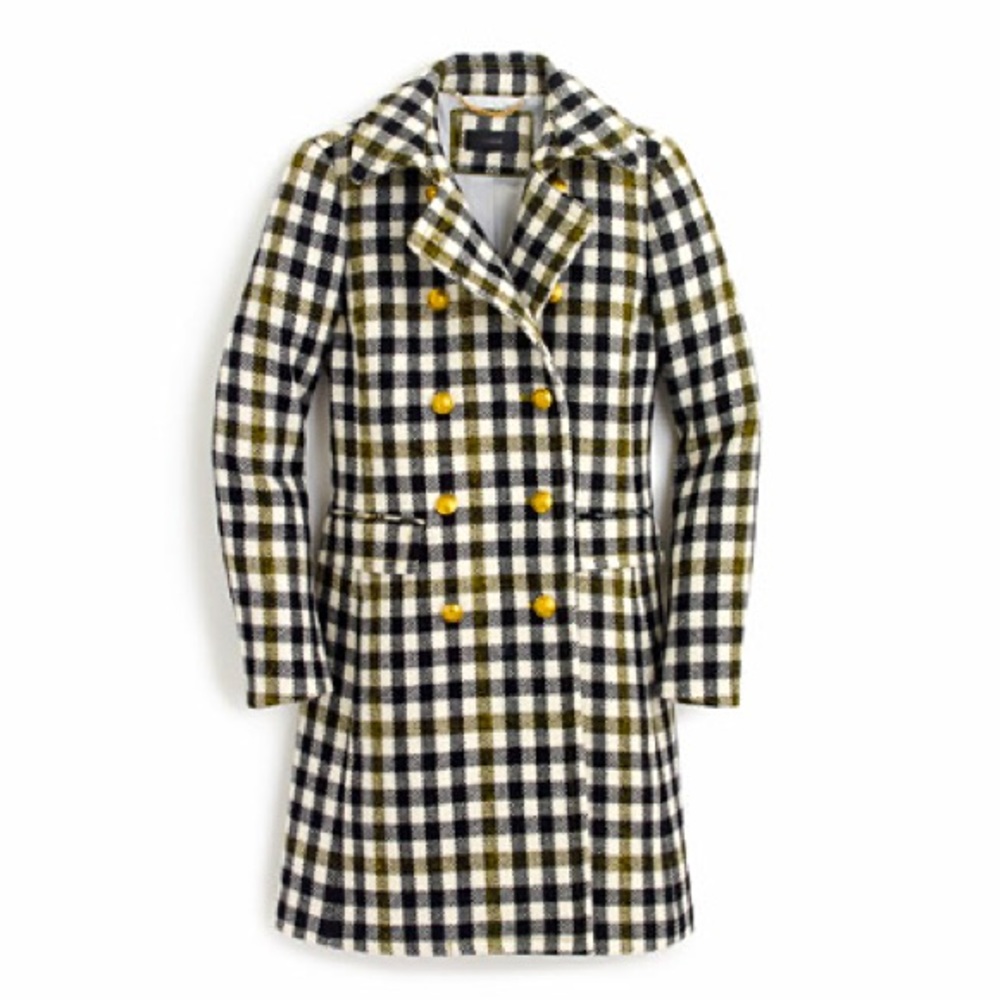LIKE New JCREW Oxford Check Coat in Sz 6